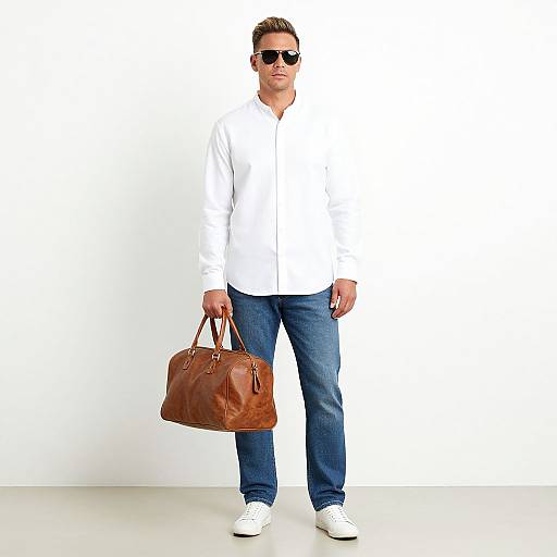Casual Man with Duffel Bag Portrait