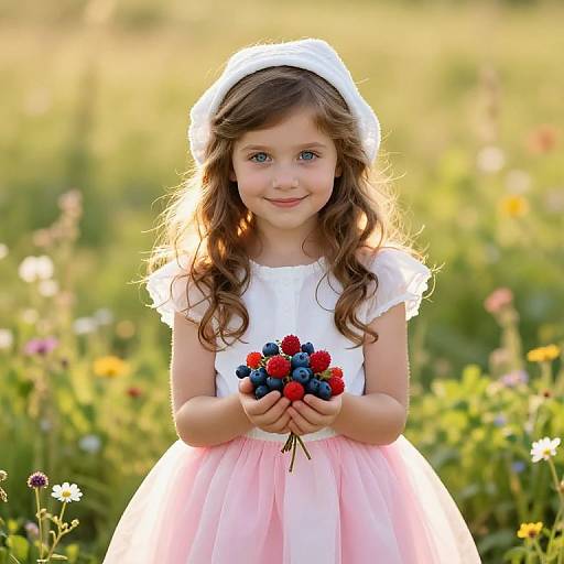Whimsical Girl in Sunlit Meadow