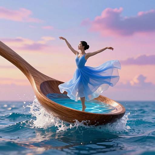 Surreal Wooden Spoon Embracing Ocean