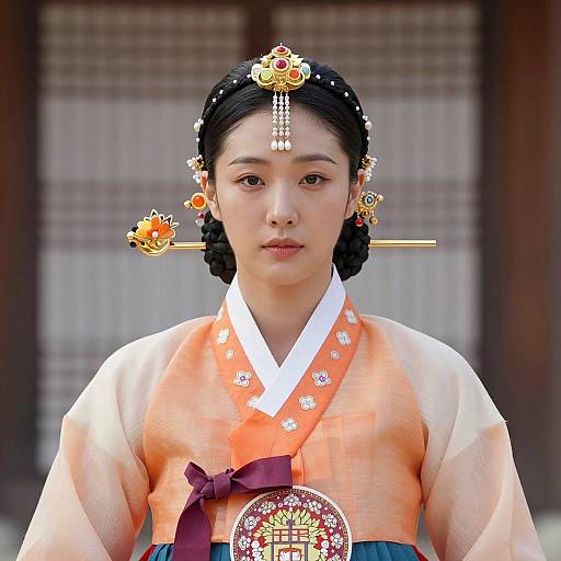 Elegant Korean Queen in Traditional Hanbok