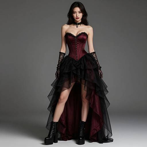 Gothic Burgundy Corset Gown Elegance