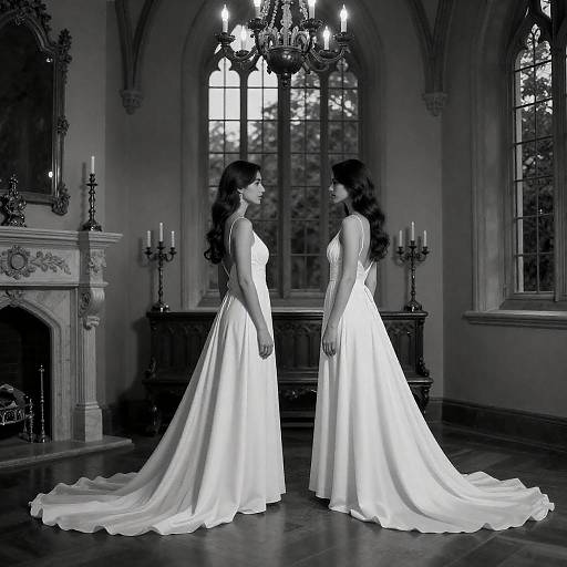 Gothic Elegance: Two Women in White