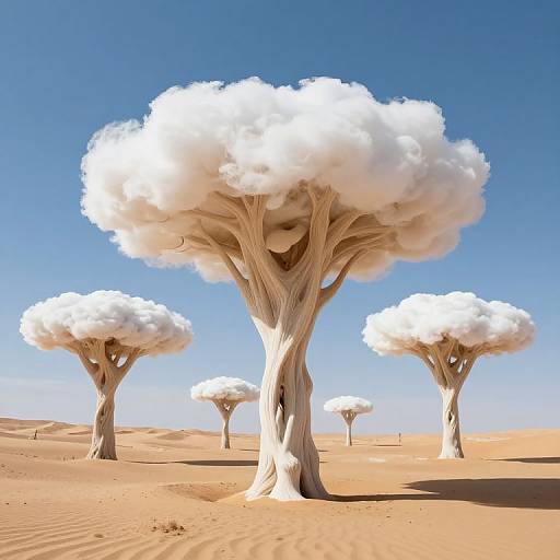 Ethereal Trees in Serene Desert