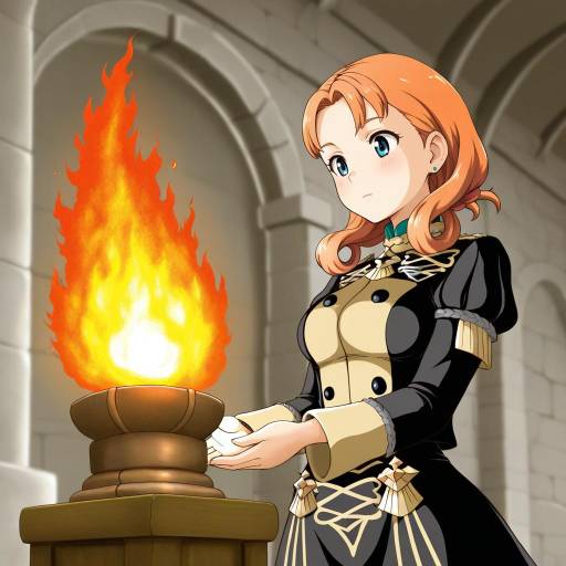 Illustration of Annette fantine dominic, fire emblem in the style of Tof