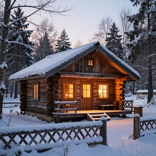 Cozy Pinewood Cabin in Winter