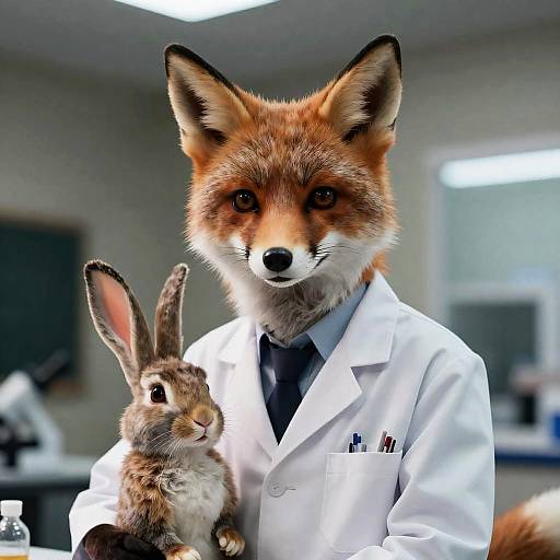 Realistic Anthropomorphic Fox Scientist Portrait