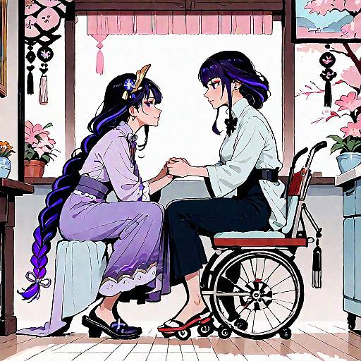 Yae Miko and Raiden Shogun Indoors