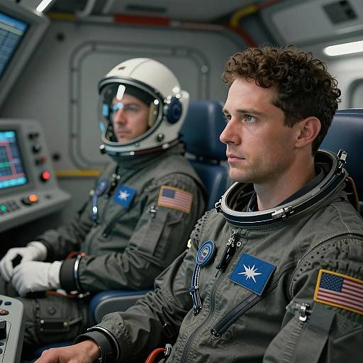 Astronauts in Spacecraft Cockpit