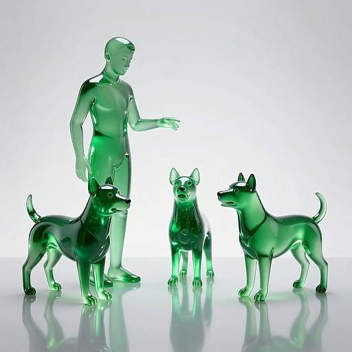 Luminous Glass Humanoid and Canines