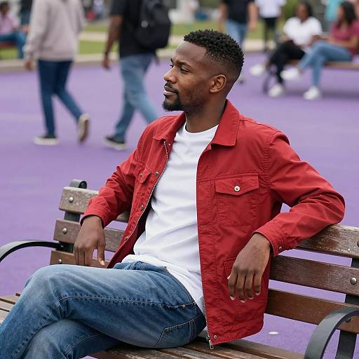 Relaxed African-American Man in Park