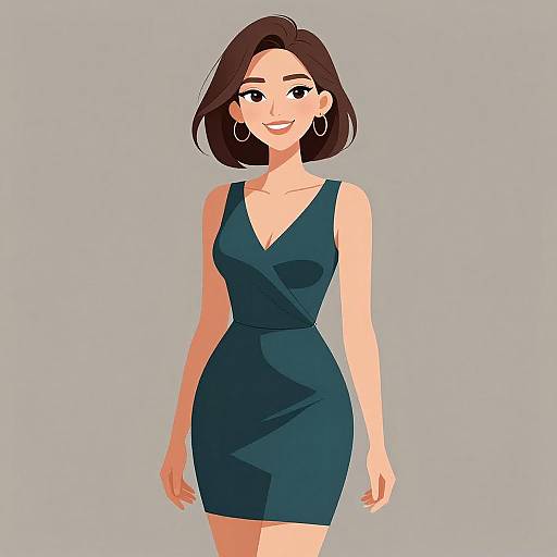 Chic Woman in Teal Mini Dress