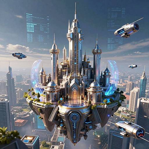 Futuristic Castles on Floating Islands