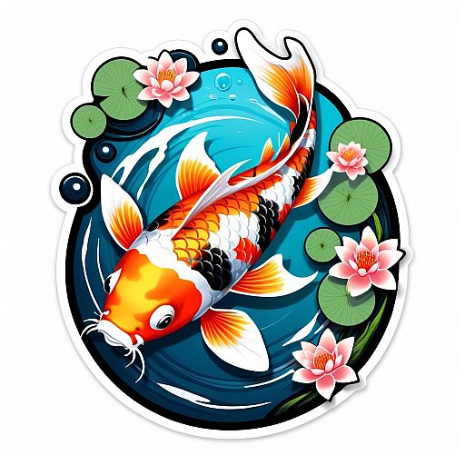 Vibrant Koi Fish Sticker Design Vibrant Koi Fish Sticker Design
