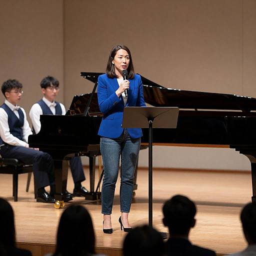 Dynamic Speaker at a Wooded Stage