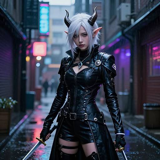 Neon Urban Tiefling Rogue