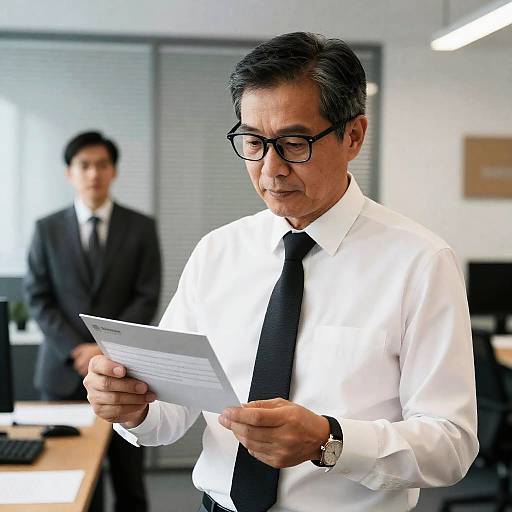 Focused Man with Check in Modern Office