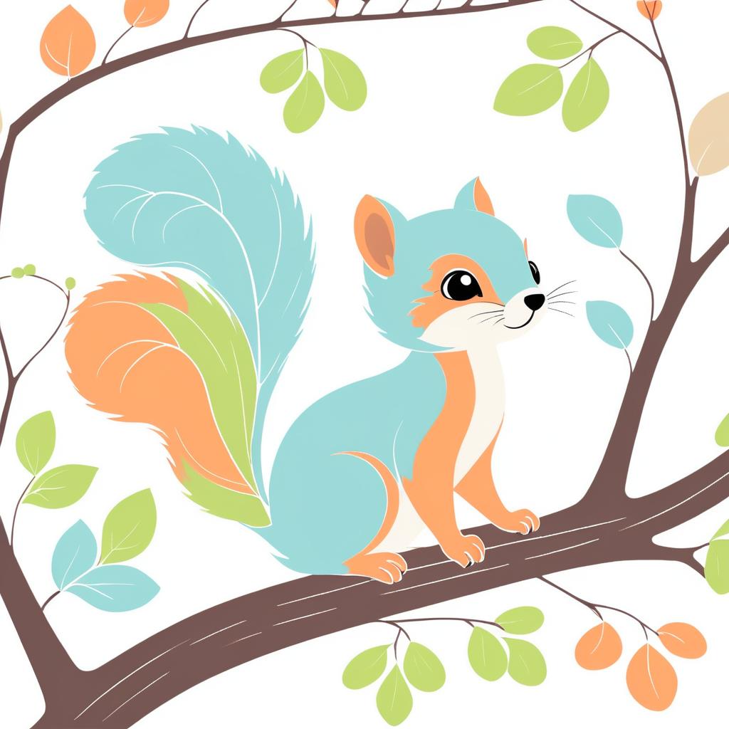 Charming Cartoon Baby Squirrel Illustration