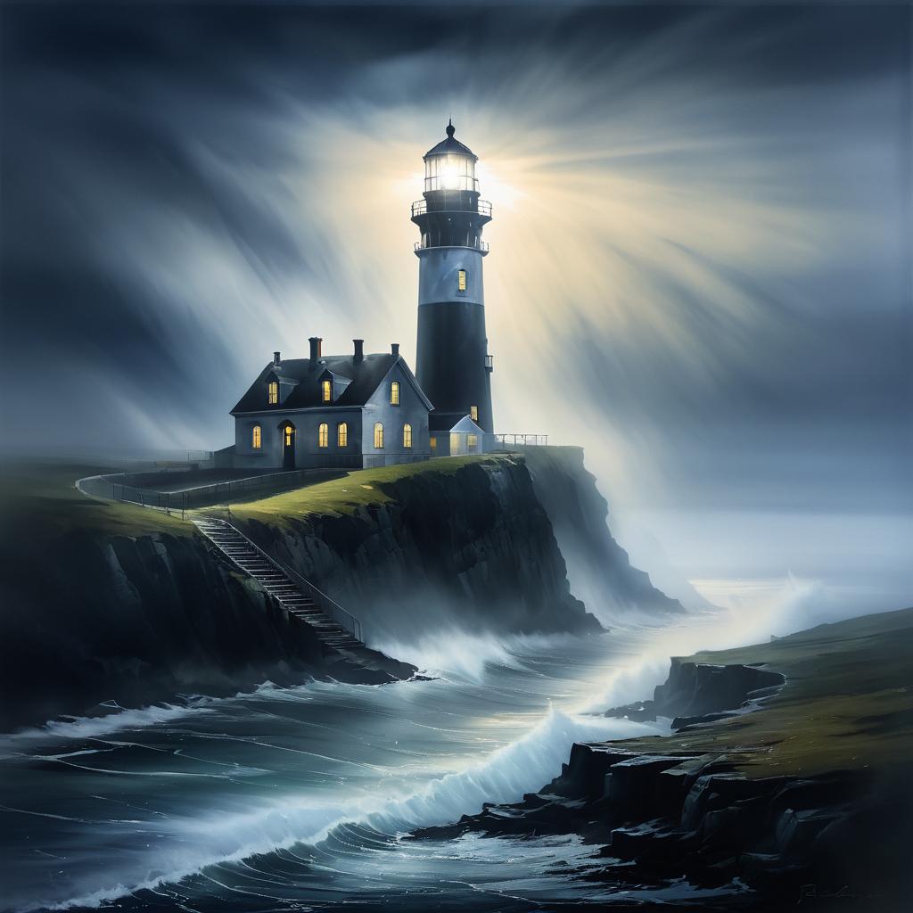 Mysterious Abandoned Lighthouse in Mist