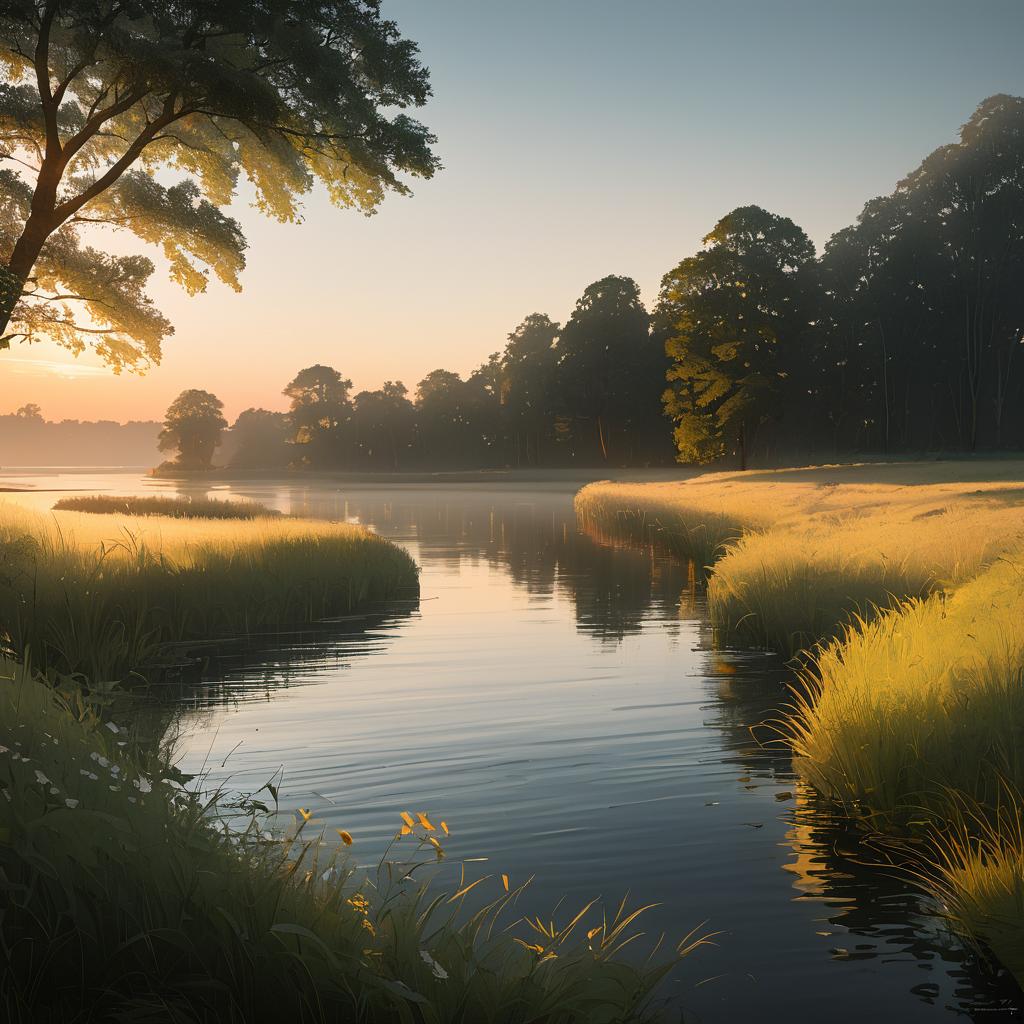 Twilight Serenity: Riverbend in Pastoral Haze