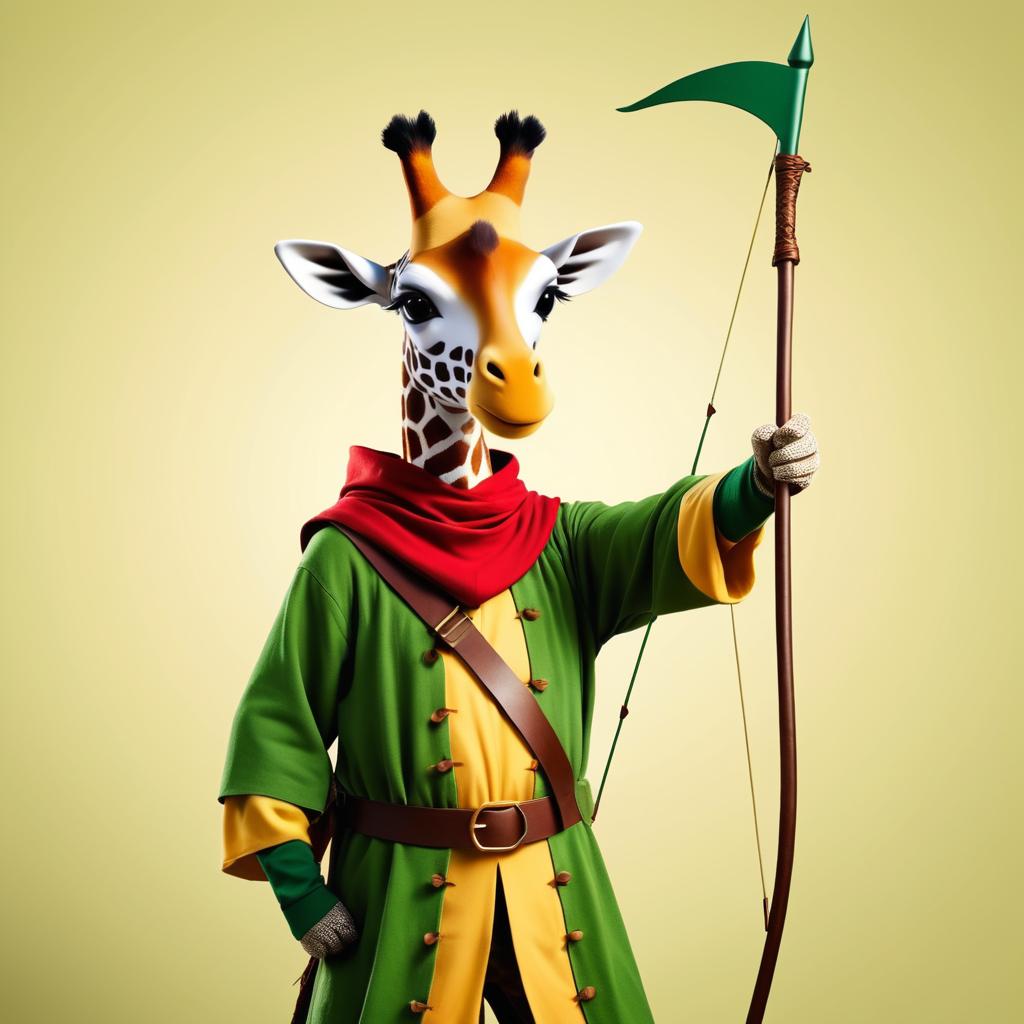 Whimsical Giraffe as Robin Hood Portrait