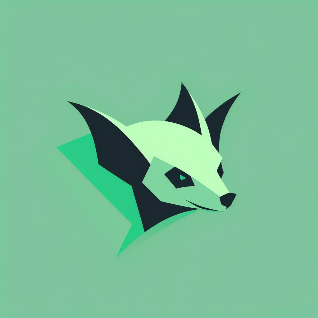 Minimalist Bat Illustration in Pale Green