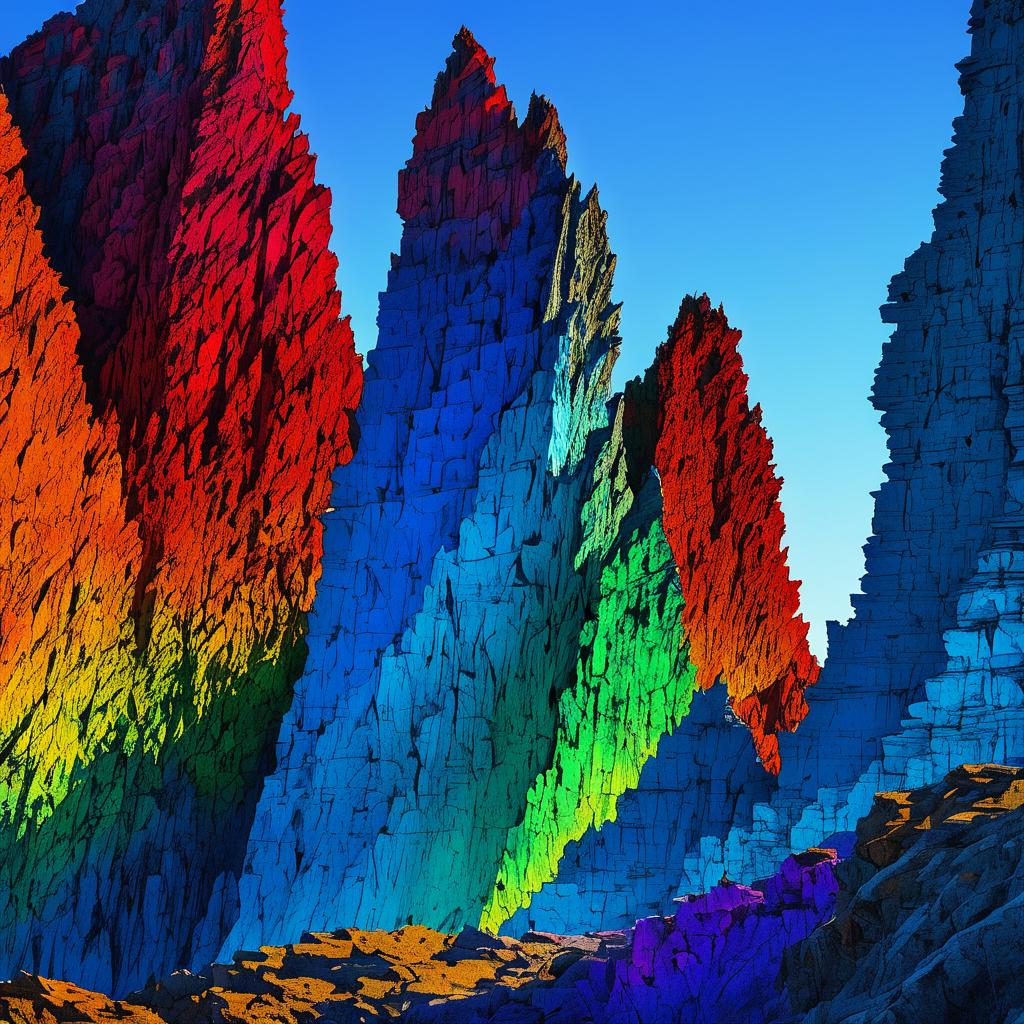 Vibrant Jagged Cliffs Under Azure Skies