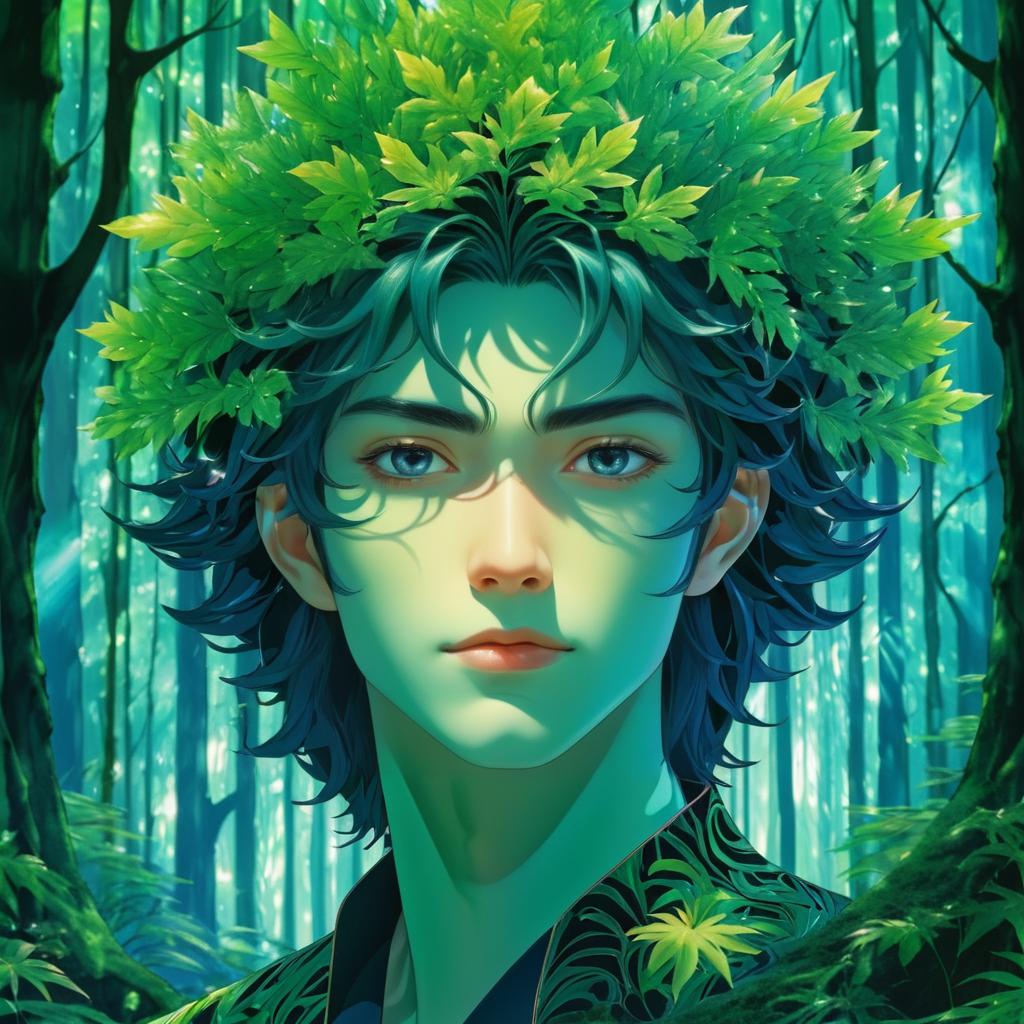 Maximalist Serene Forest Male Portrait