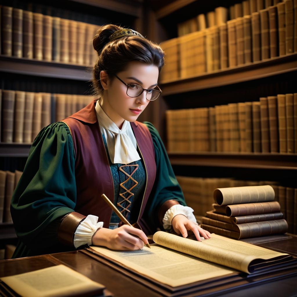 Time-Traveling Librarian in Ancient Library