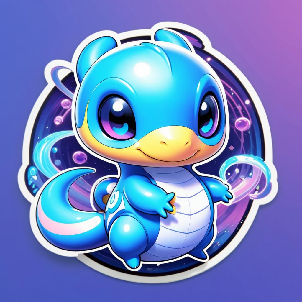 Adorable Dratini Superhero Sticker Design