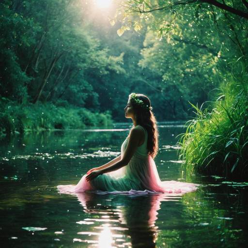 Woman Meditating in Forest Stream