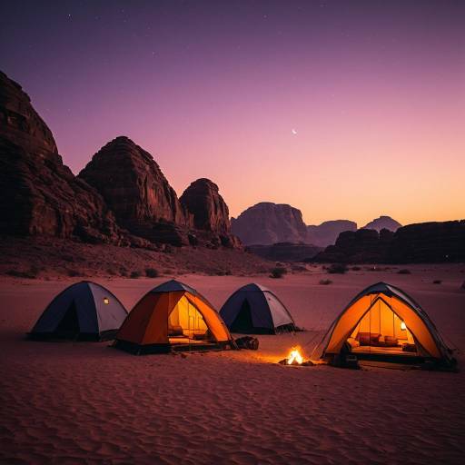 Desert Campsite at Sunset in Wadi Rum