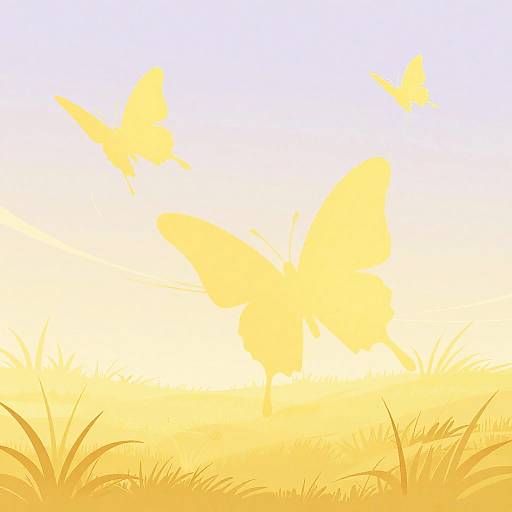 Stylized Fluttering Butterfly Silhouettes