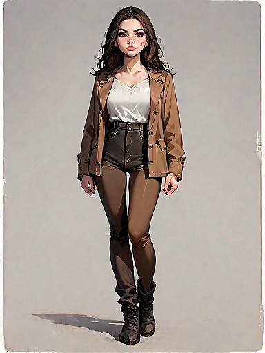 Stylish Woman in Casual Brown Jacket and Leggings