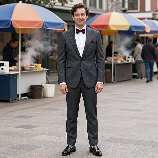 Stylish Man in Charcoal Tuxedo