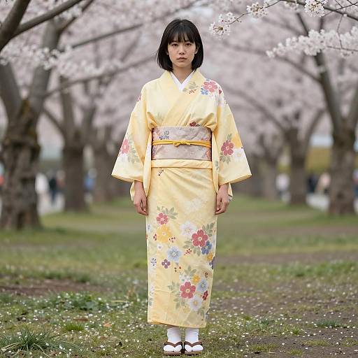 Photorealistic Spring Fashion in Cherry Blossoms