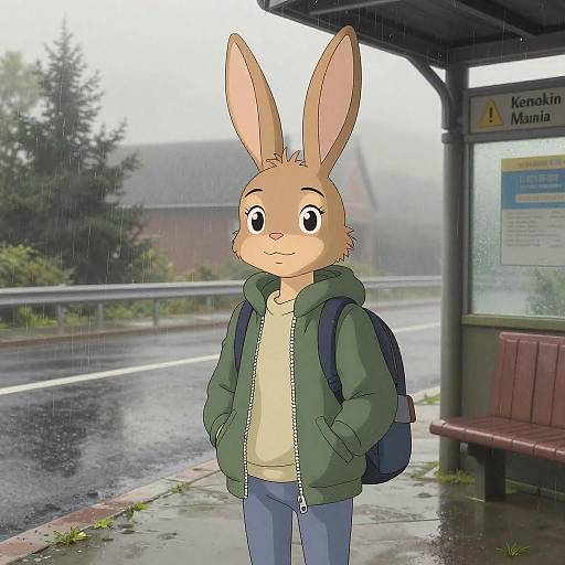 Lola Bunny at Foggy Bus Station