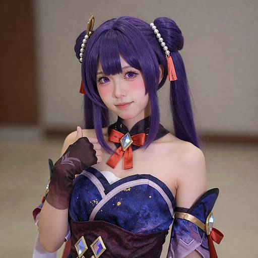 Cosplayer in Purple Genshin Impact Costume