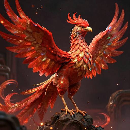 Crimson Phoenix in Surreal Fantasy