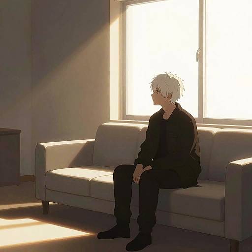 White-Haired Silhouette in Golden Light