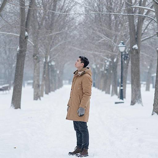 Winter Serenity: Snowy Park Tourist