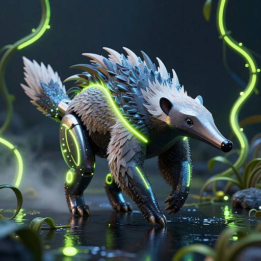 Futuristic Neon 3D Bionic Anteater