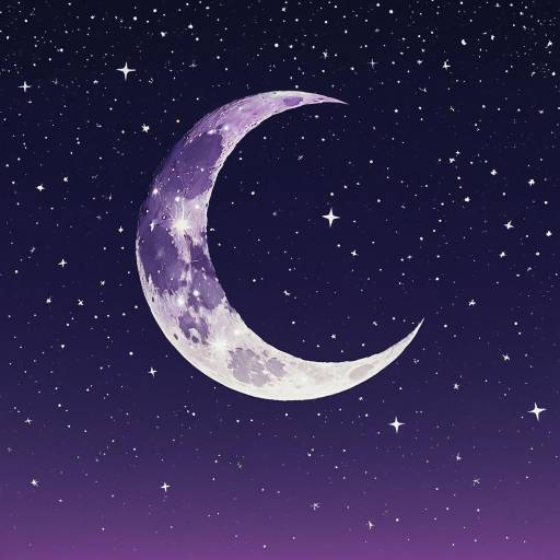 Silver Crescent Moon on Purple Twilight Sky
