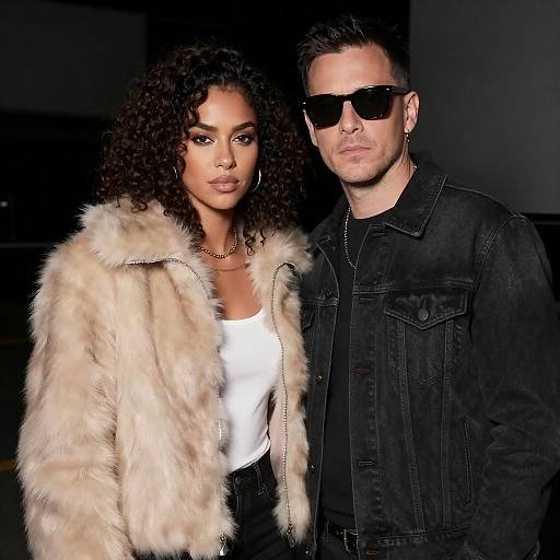 Stylish Couple in Fur and Denim Jackets