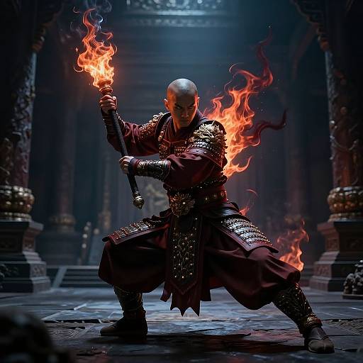 Demon Monk Warrior in Battle