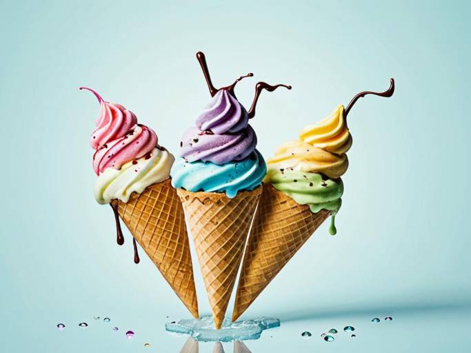 Colorful Dripping Ice Cream Cones