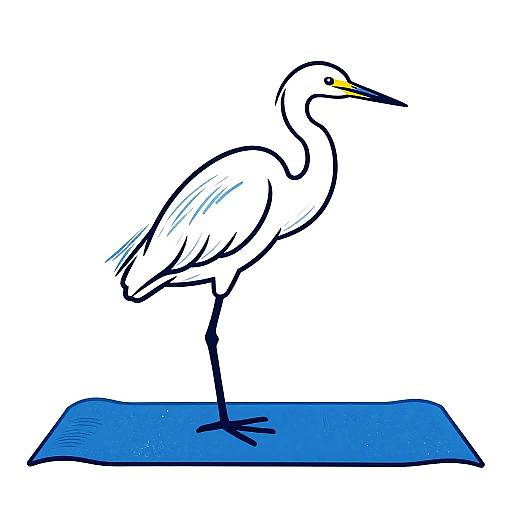 Vintage Linocut White Egret Illustration