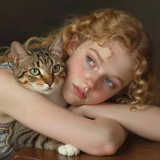 Young woman resting with tabby cat