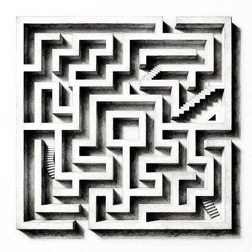 Escher-Inspired Impossible Maze Art