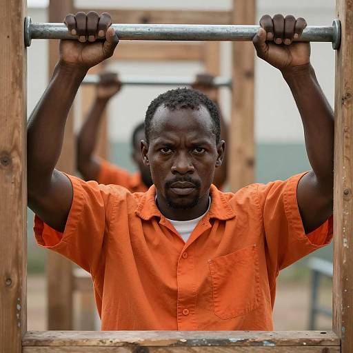 Intense Portrait of a Prisoner in Orange
