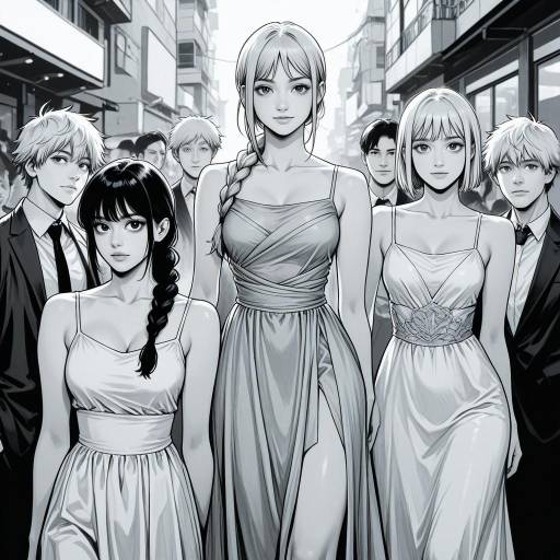 Cheerful Group of Friends in Monochrome